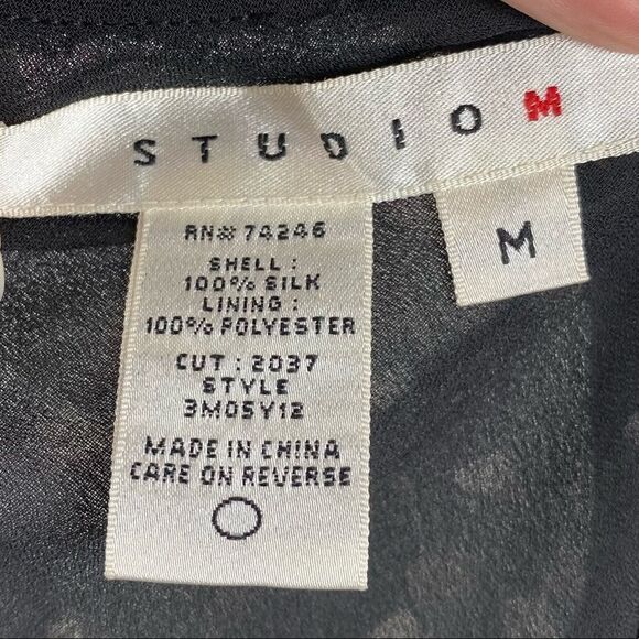 Vintage 100% Silk Black & White Patterned Handkerchief Hem Midi Skirt - Picture 4 of 5